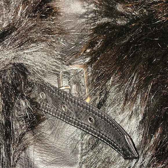 Fashion Nova Black Leather Jacket with Faux Fur Collar - Picture 8 of 9